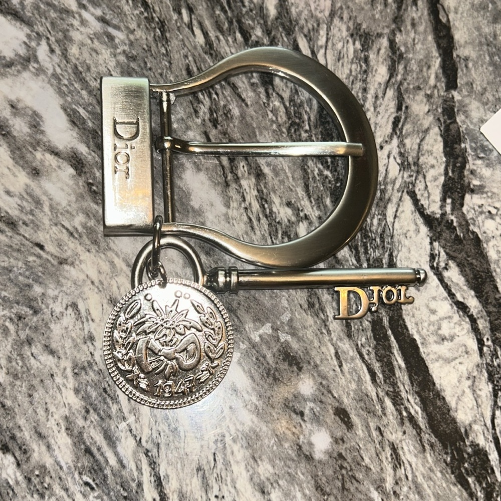 Dior Silver Keyring/Bag Charm with a Christian Dior coin charm key and Buckle